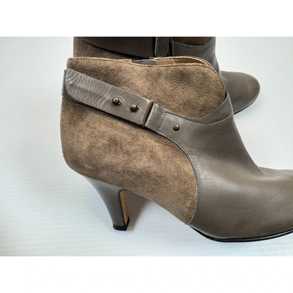 Anyi Lu Vanessa Bootie Womens 37 US 7 Suede Leather Buckled Zip Closure Stitello